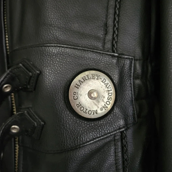 Vintage Harley-Davidson Women’s Black Leather Jacket Embossed Rose Concho - Picture 6 of 13